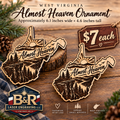 West Virginia Almost Heaven laser engraved wooden ornament with mountain, river and forest scene