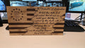 Laser engraved wooden Declaration of Independence 250th Anniversary plaque with American flag design