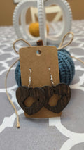 Dark wood heart earrings with West Virginia cutout