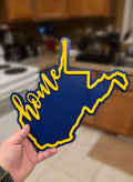 Blue and gold West Virginia home cutout sign