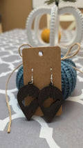 Pointed teardrop dark wood earrings with West Virginia cutout