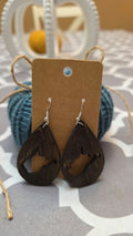 Dark wood teardrop earrings with West Virginia cutout